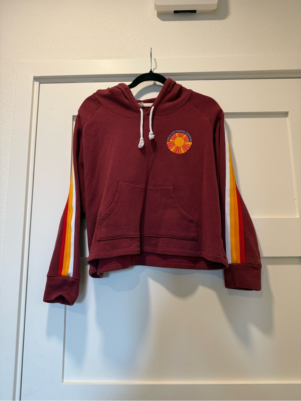 Brandi Carlile’s Girls just wanna vintage hoodie with Retro Stripe Sleeves